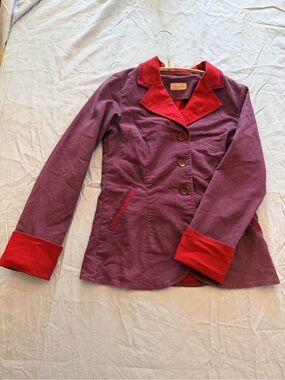 Neesh By D.A.R.  Jacket Blazer Size S Women's Two-Tone Plum & Red Button Jacket